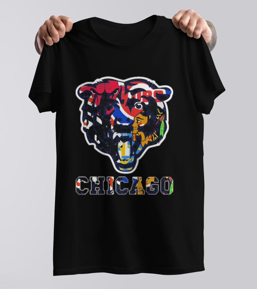 Chicago Bears Cubs White Sox Bulls Blackhawks Fire Sports Mashup T-Shirt