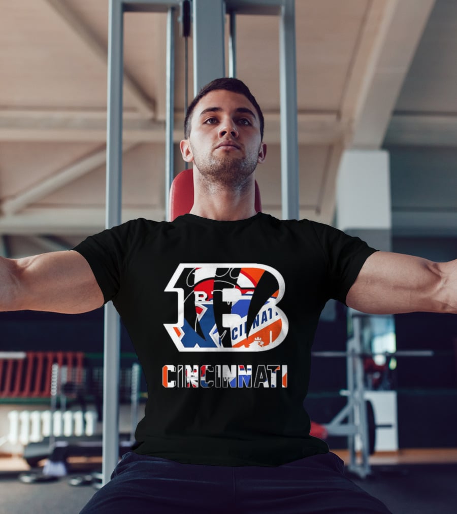 Cincinnati Bengals Reds Bearcats FC Musketeers Sports Logo Mashup T-Shirt