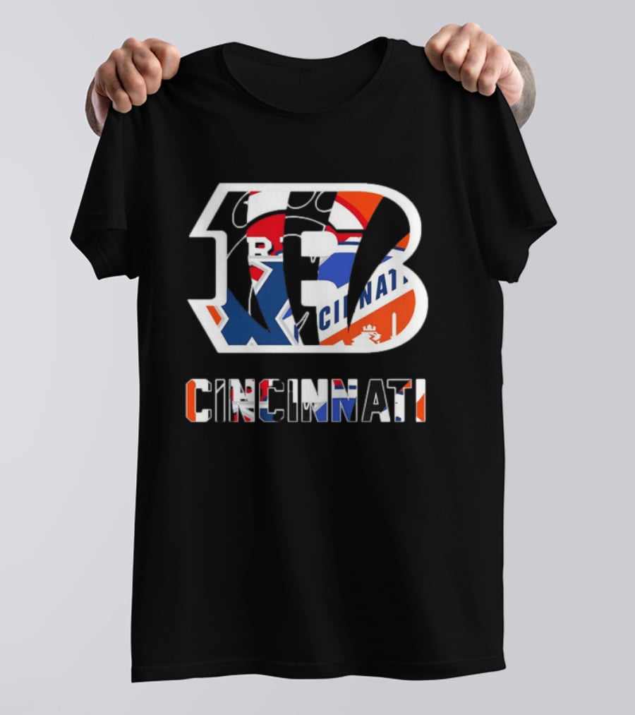 Cincinnati Bengals Reds Bearcats FC Musketeers Sports Logo Mashup T-Shirt