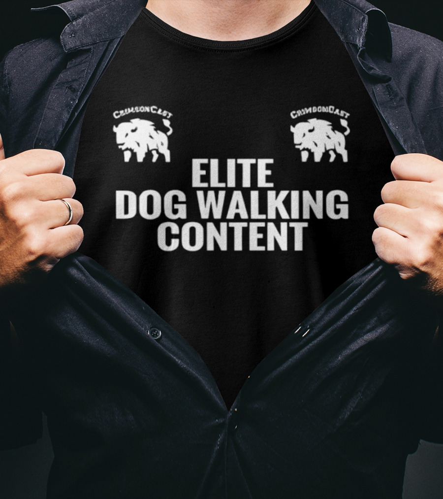 CrimsonCast Elite Dog Walking Content Buffalo T-Shirt