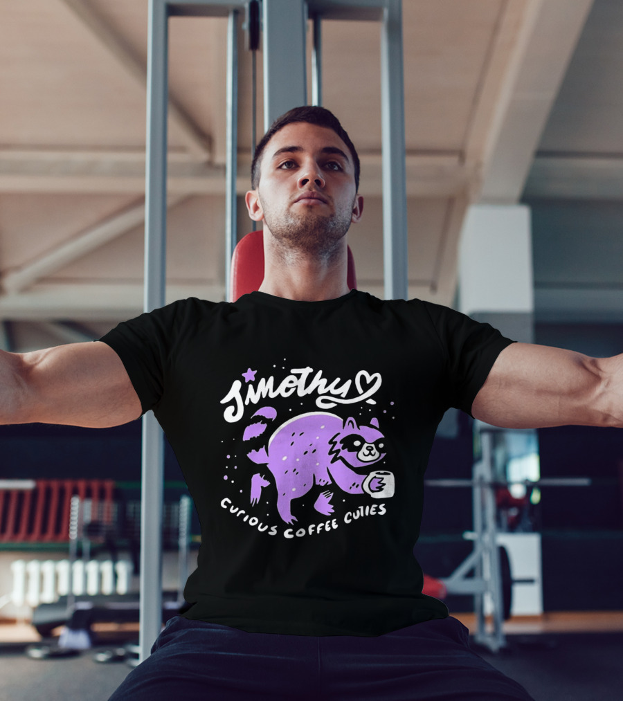 Sinothy Curious Coffee Cuties Purple Raccoon Cup T-Shirt