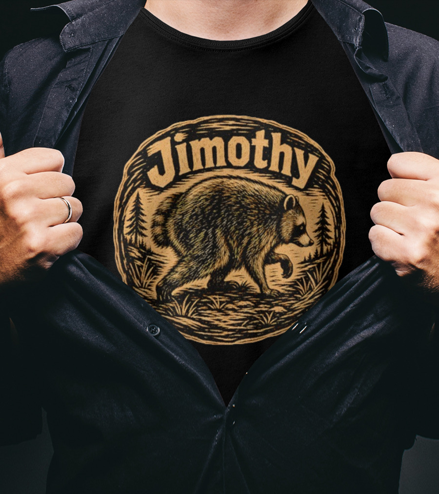 Jimothy Raccoon Forest Scene Seattle Washington Meme 2026 T-Shirt