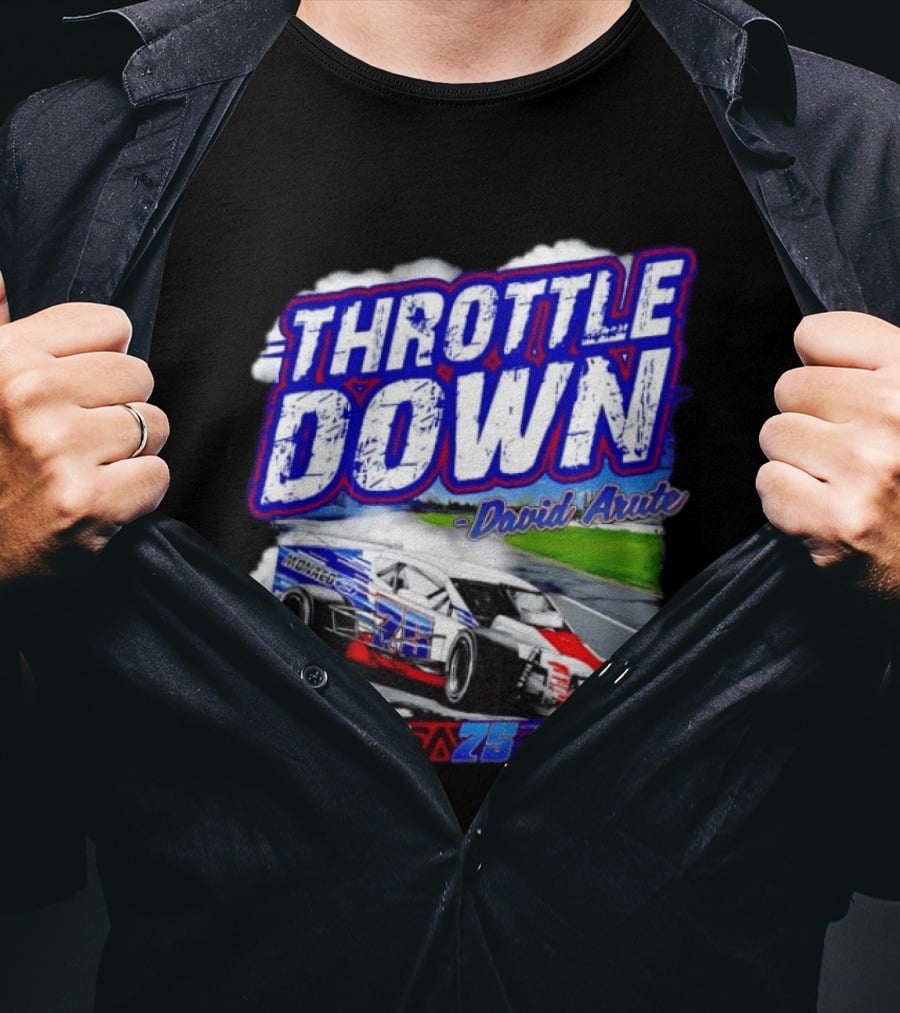 Throttle Down David Arute Monaco Ford Modified Racing 75 American Flag T-Shirt