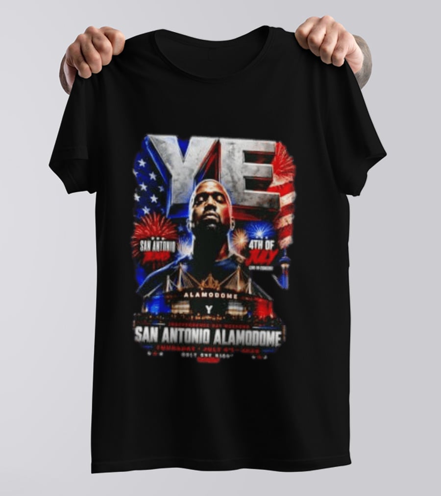 Kanye West Ye San Antonio Alamodome 4th Of July Concert Independence Day Fireworks Flag Stars T-Shirt