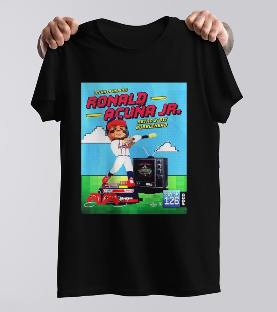 Atlanta Braves Ronald Acuna Jr. Retro 8 Bit Bobblehead Game Controller TV T-Shirt