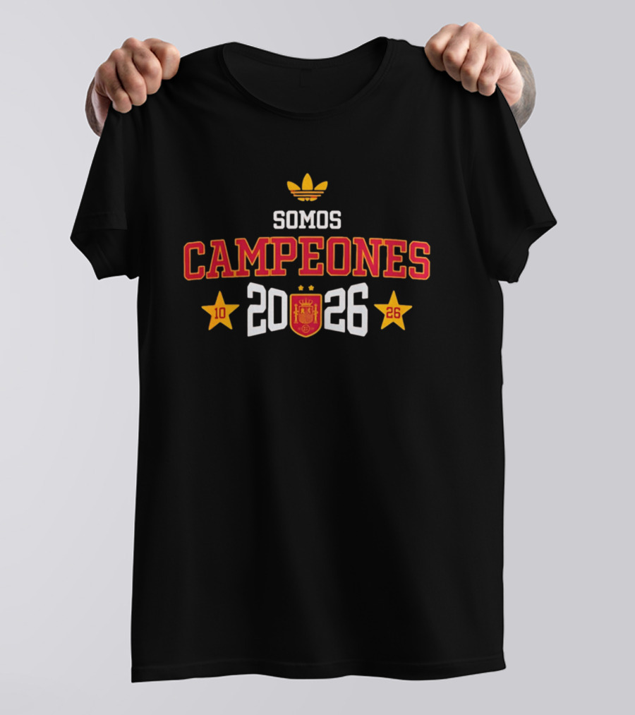 Spain National Team Somos Campeones 2026 Logo Adidas Crest Stars T-Shirt