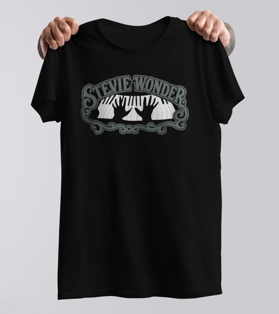 Stevie Wonder Piano Hands Visual With Keyboard T-Shirt