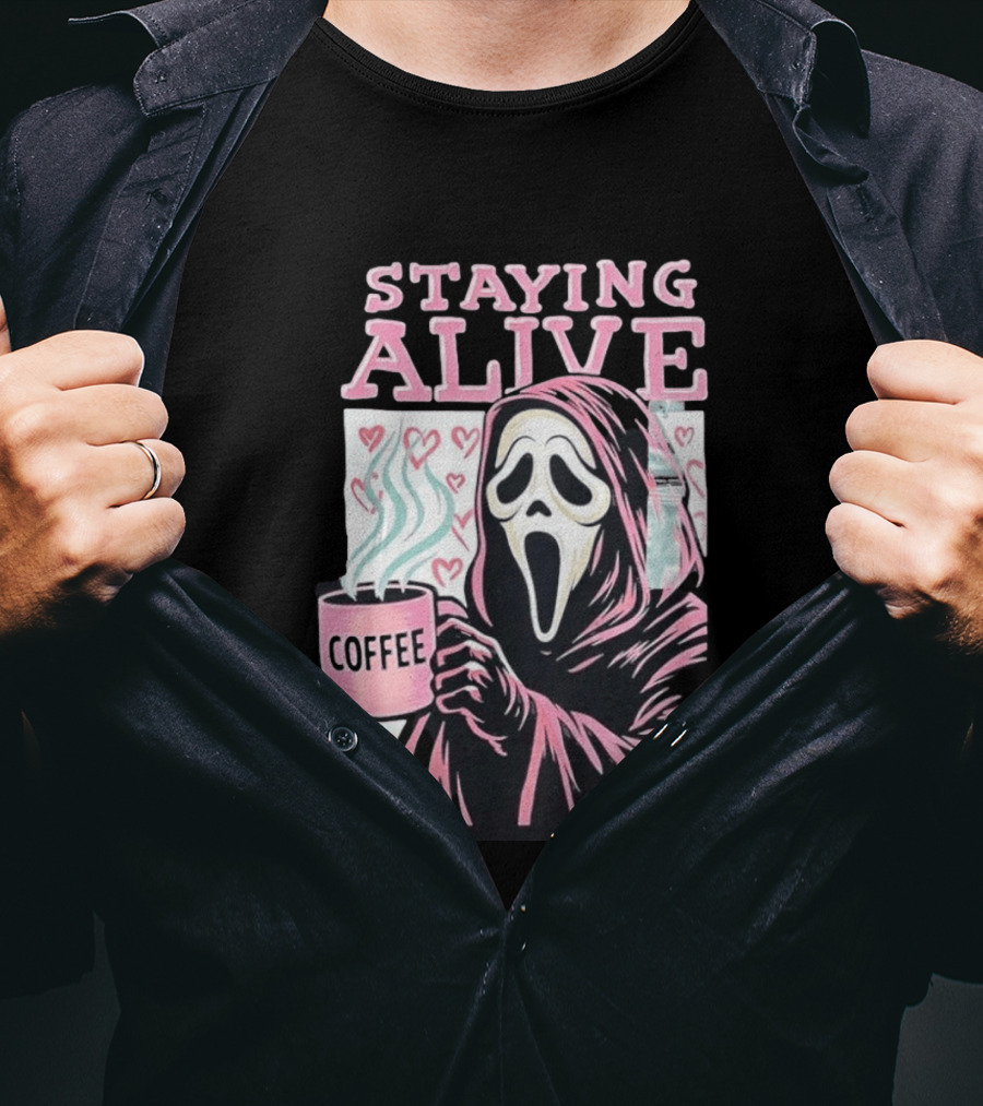 Staying Alive Ghostface Coffee T-Shirt