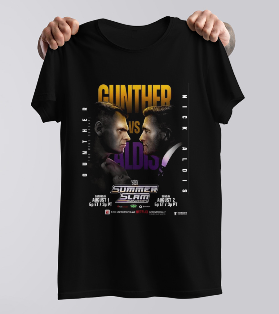 WWE SummerSlam Minnesota 2026 Gunther Vs Nick Aldis August 1 2 Match T-Shirt