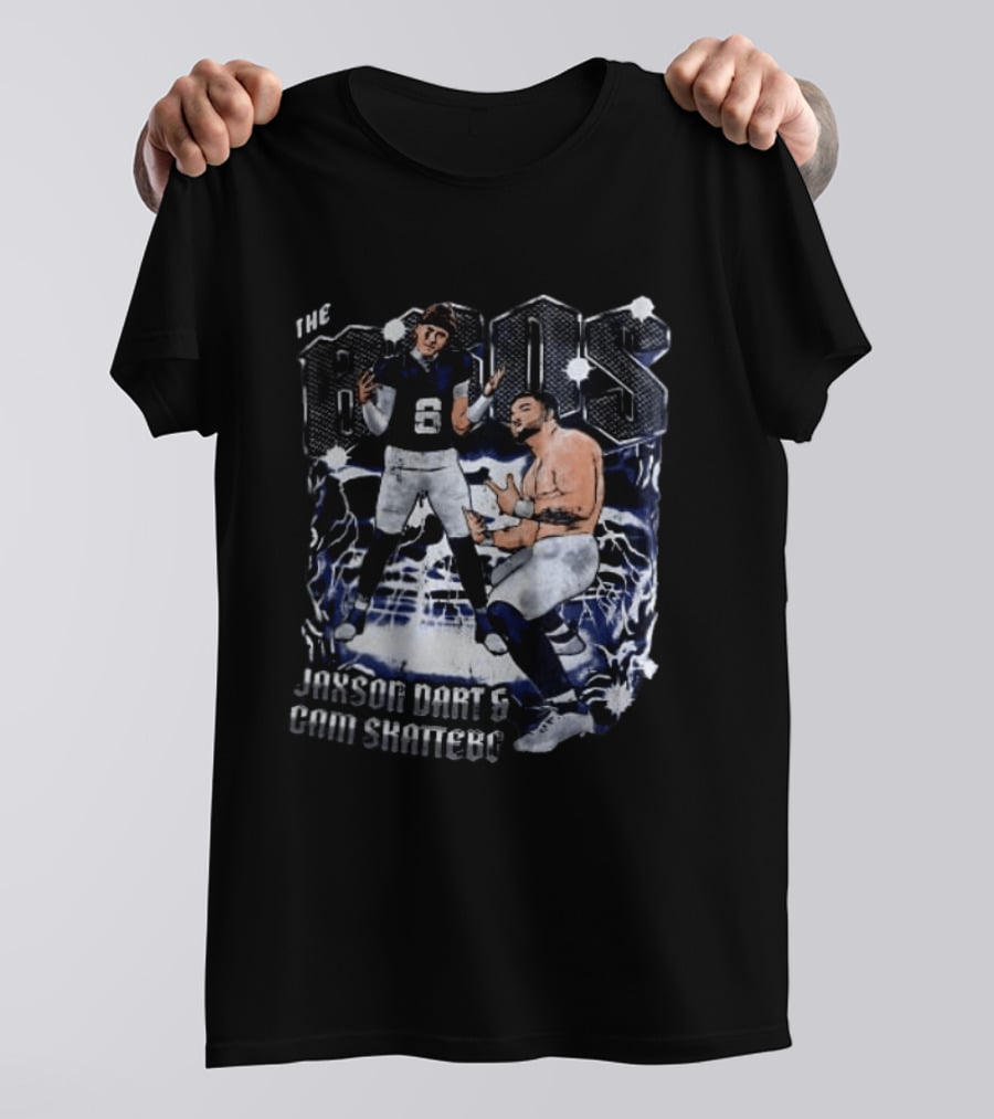 The Bros Jaxson Dart Cam Skattebo New York Giants Football Lightning T-Shirt