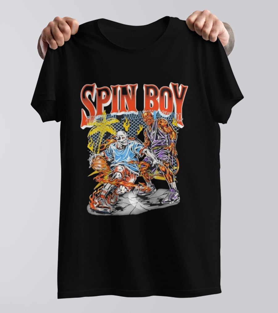 Nomouth Spin Boy Flaming Basketball Streetwear T-Shirt