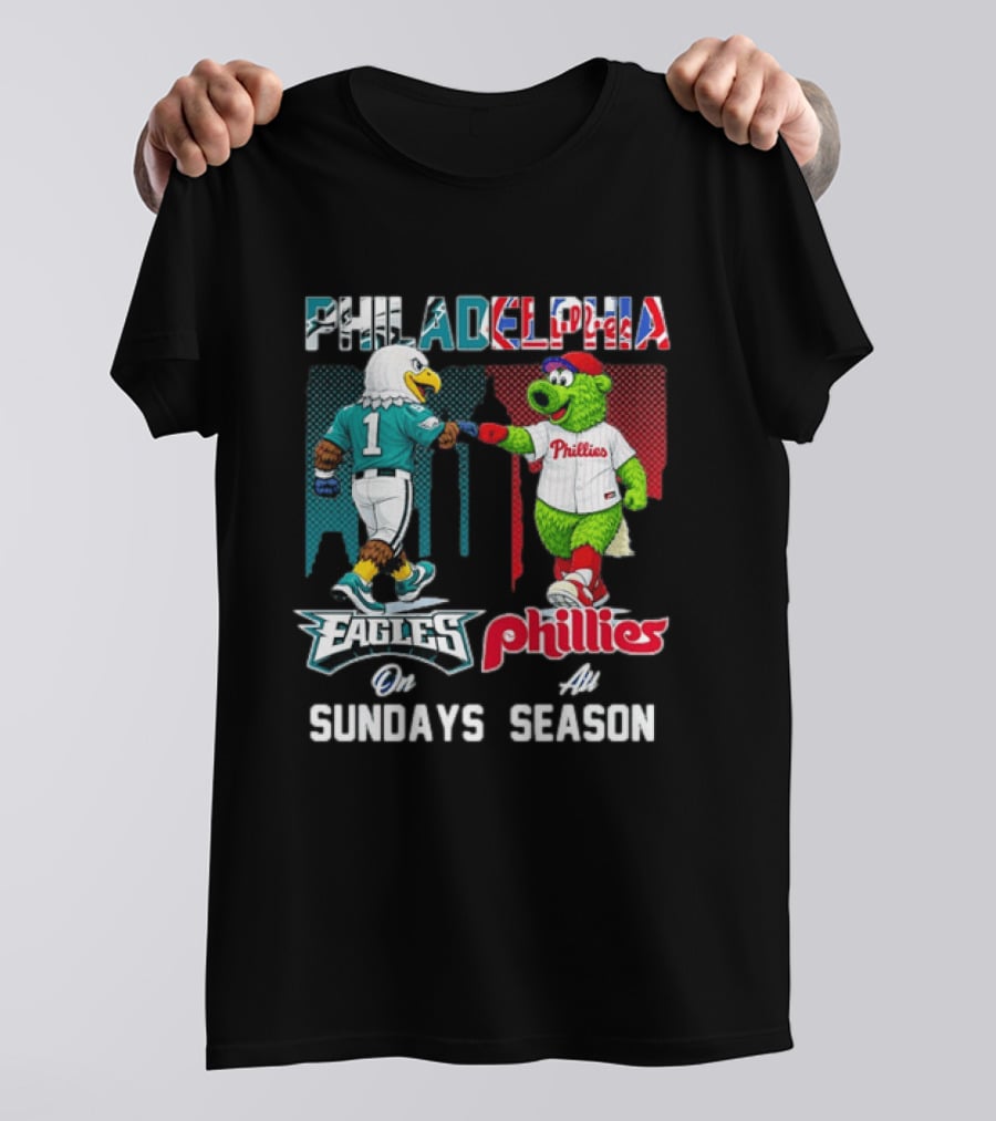 Philadelphia Eagles Phillies Fist Bump Sundays At Season T-Shirt