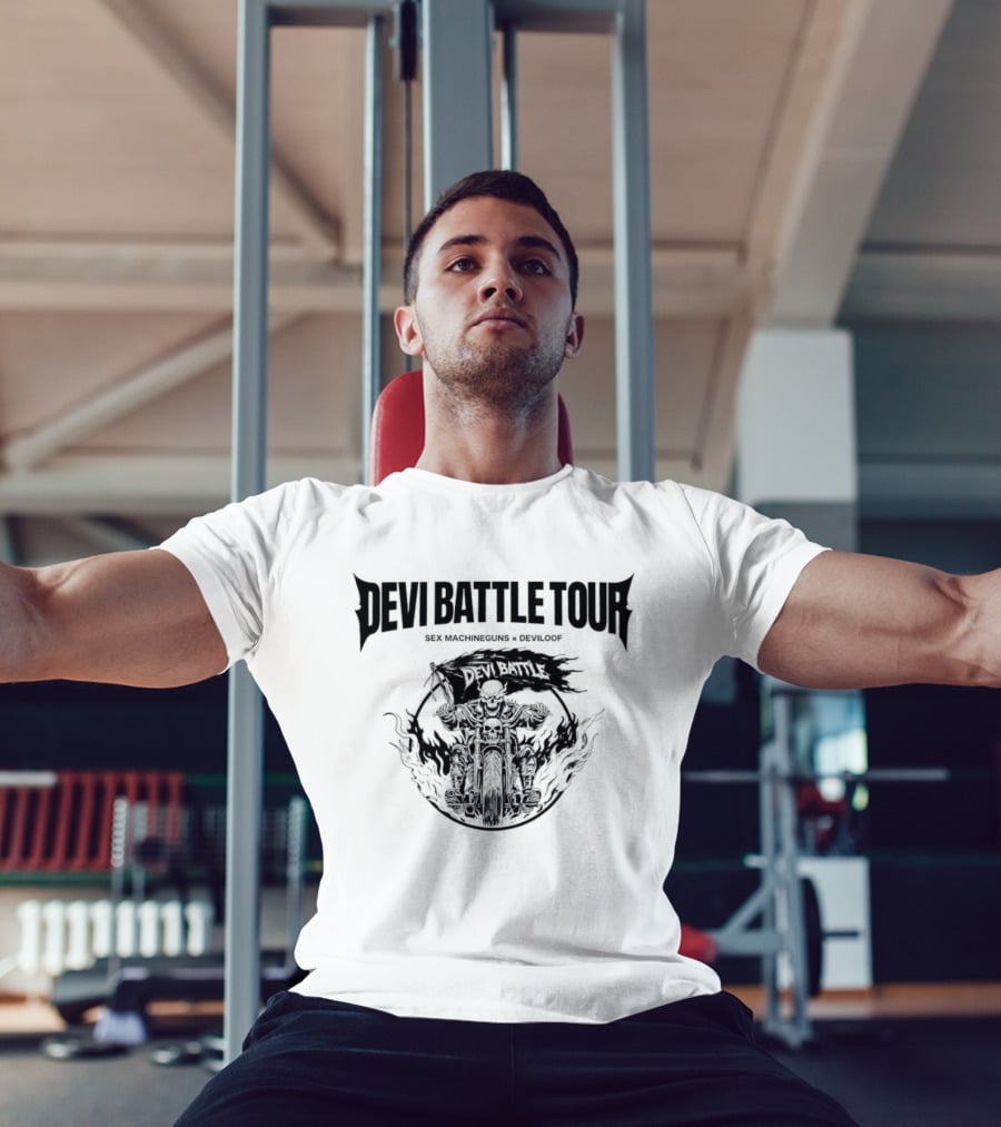 Devi Battle Tour Sex Machineguns X Deviloof Skull Motorcycle T-Shirt
