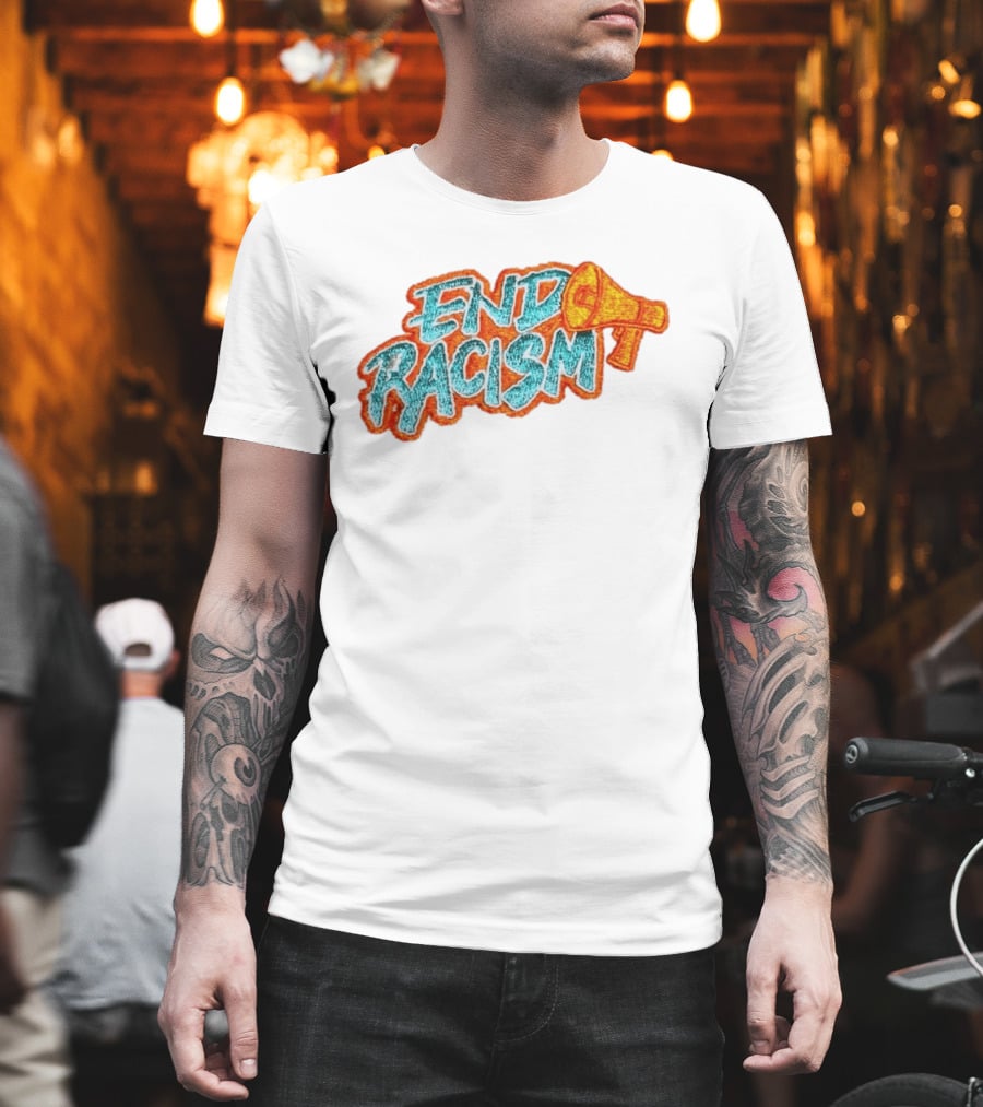 End Racism Embroidered Iron On Patch With Megaphone Applique T-Shirt