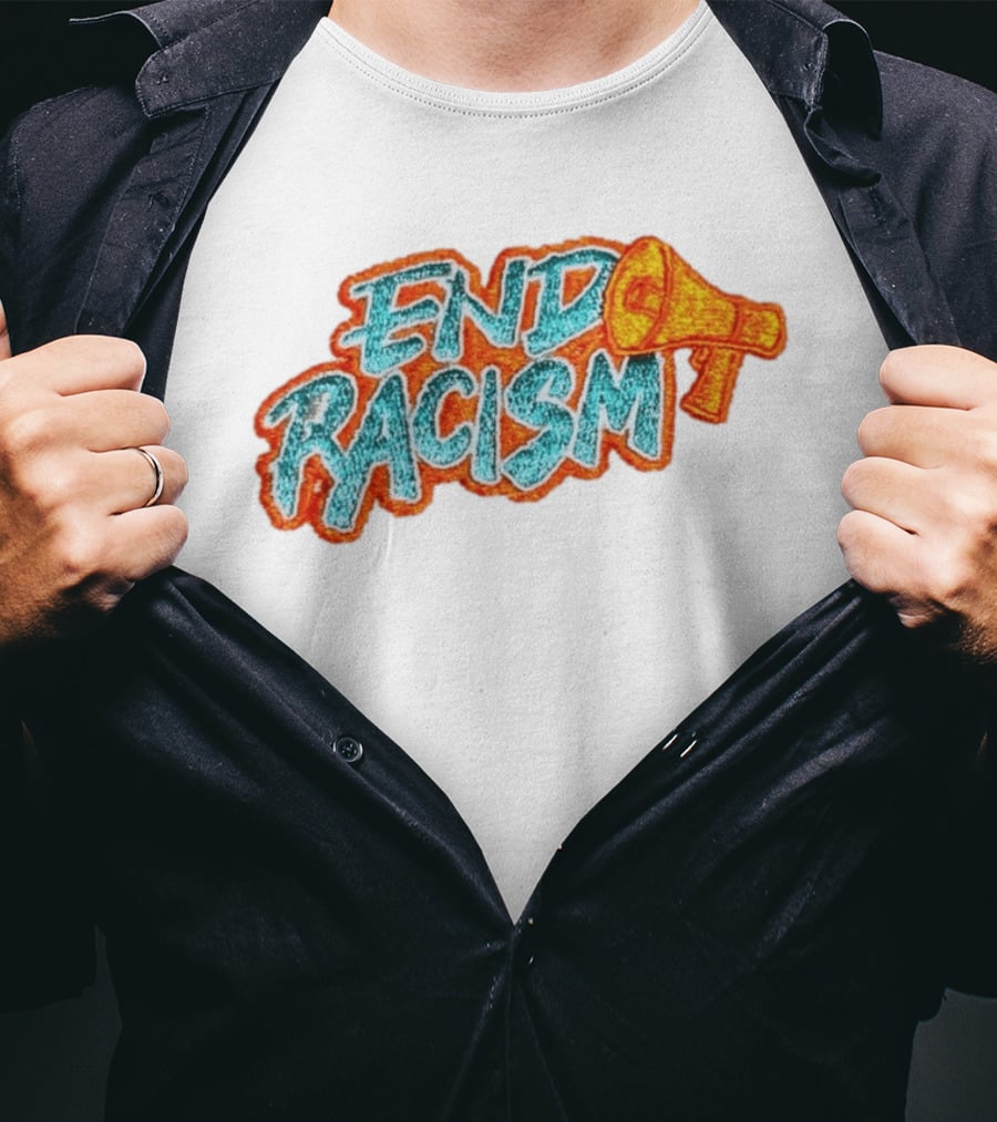 End Racism Embroidered Iron On Patch With Megaphone Applique T-Shirt