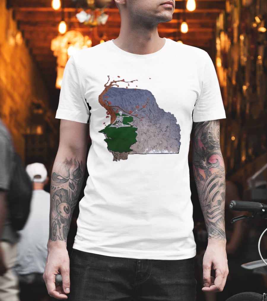 Grateful Dead Skeleton Meditating Under Flowering Tree T-Shirt