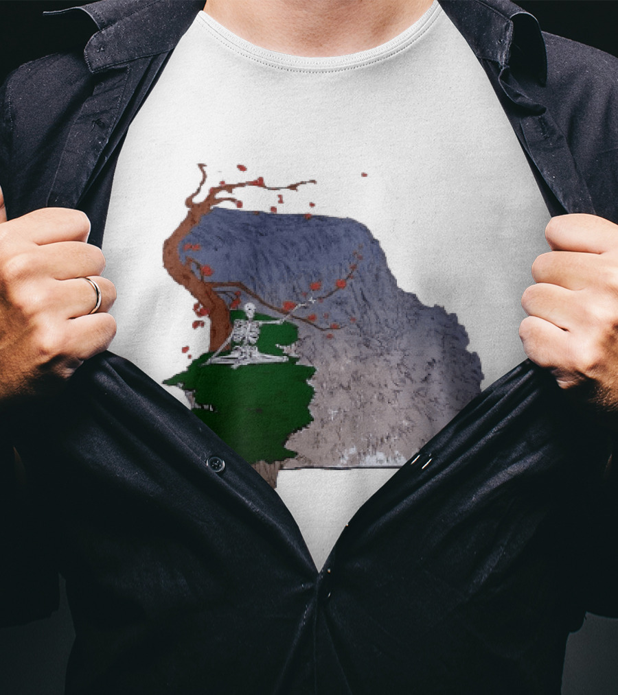 Grateful Dead Skeleton Meditating Under Flowering Tree T-Shirt