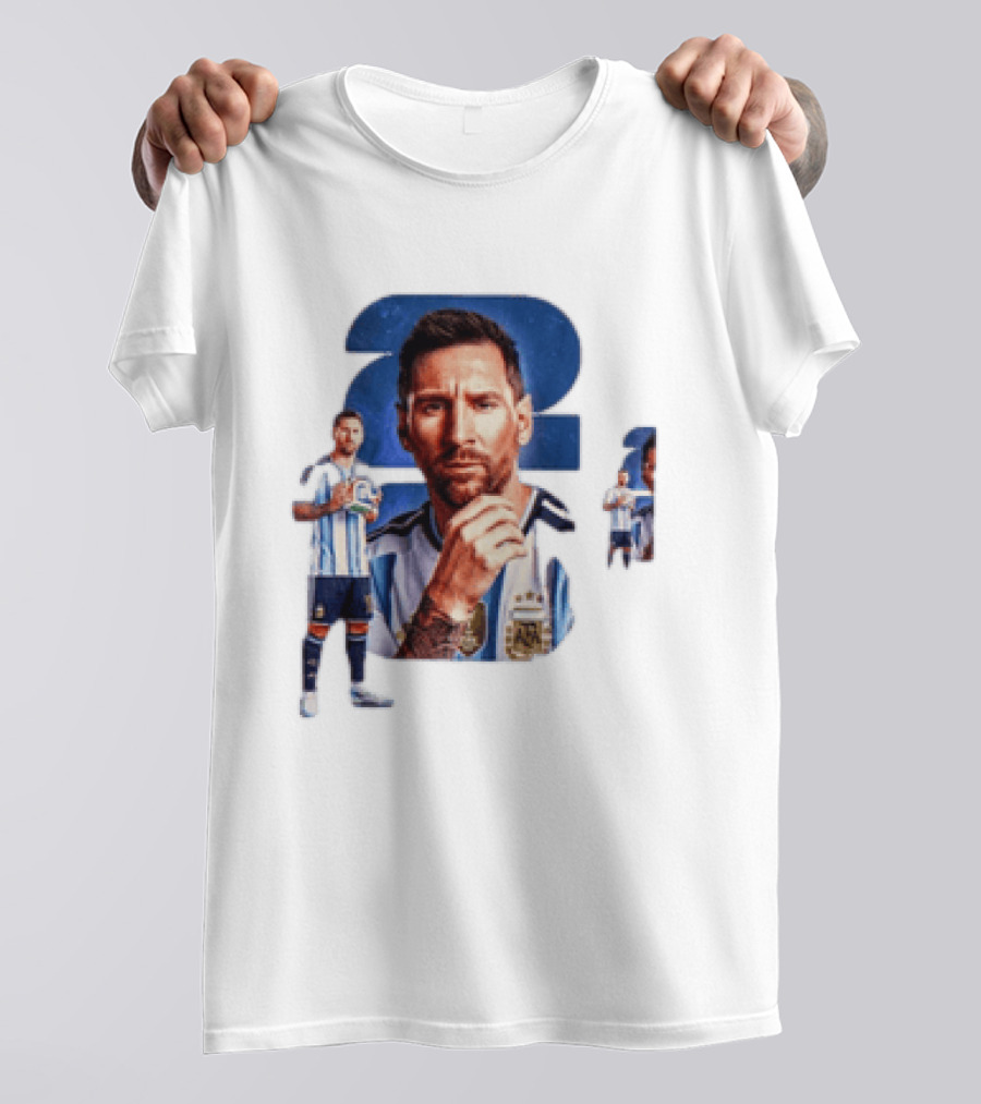 Lionel Messi Argentina Jersey 2023 FIFA World Cup Champion Collage T-Shirt