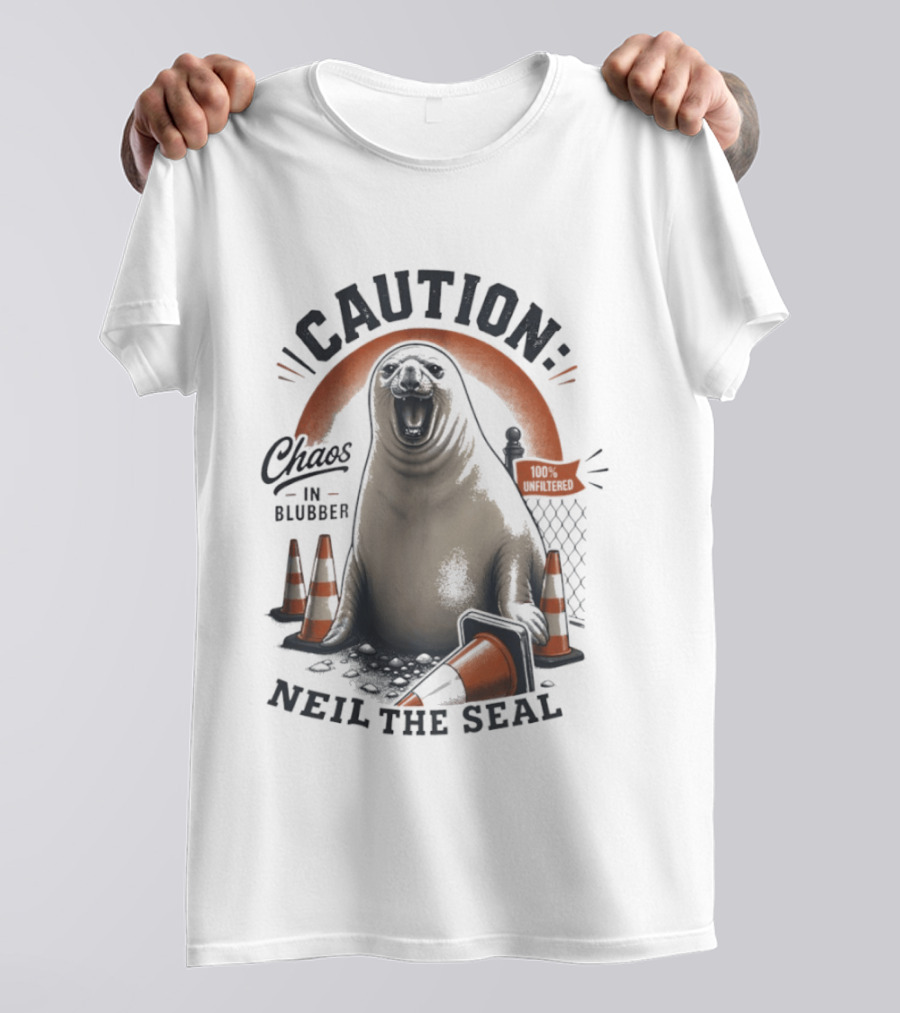 Caution Neil The Seal Chaos In Blubber With Traffic Cones T-Shirt
