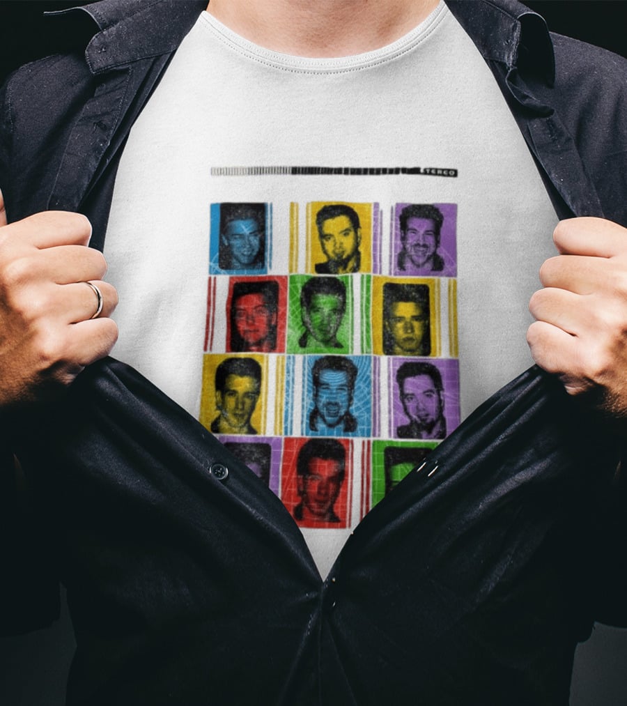NSYNC Justin Timberlake JC Chasez Joey Fatone Lance Bass Chris Kirkpatrick Vibrant Portrait Grid Stereo Bars T-Shirt