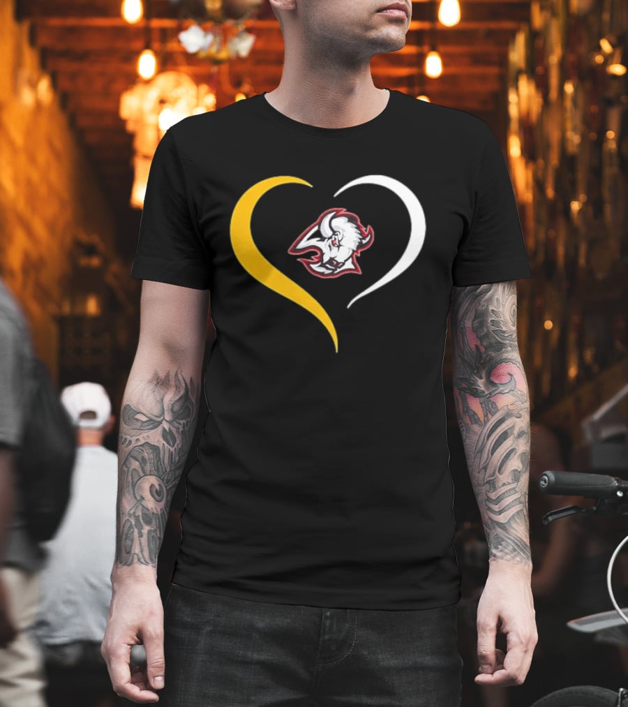 Buffalo Heart With Buffalo Head And Dual Heart T-Shirt