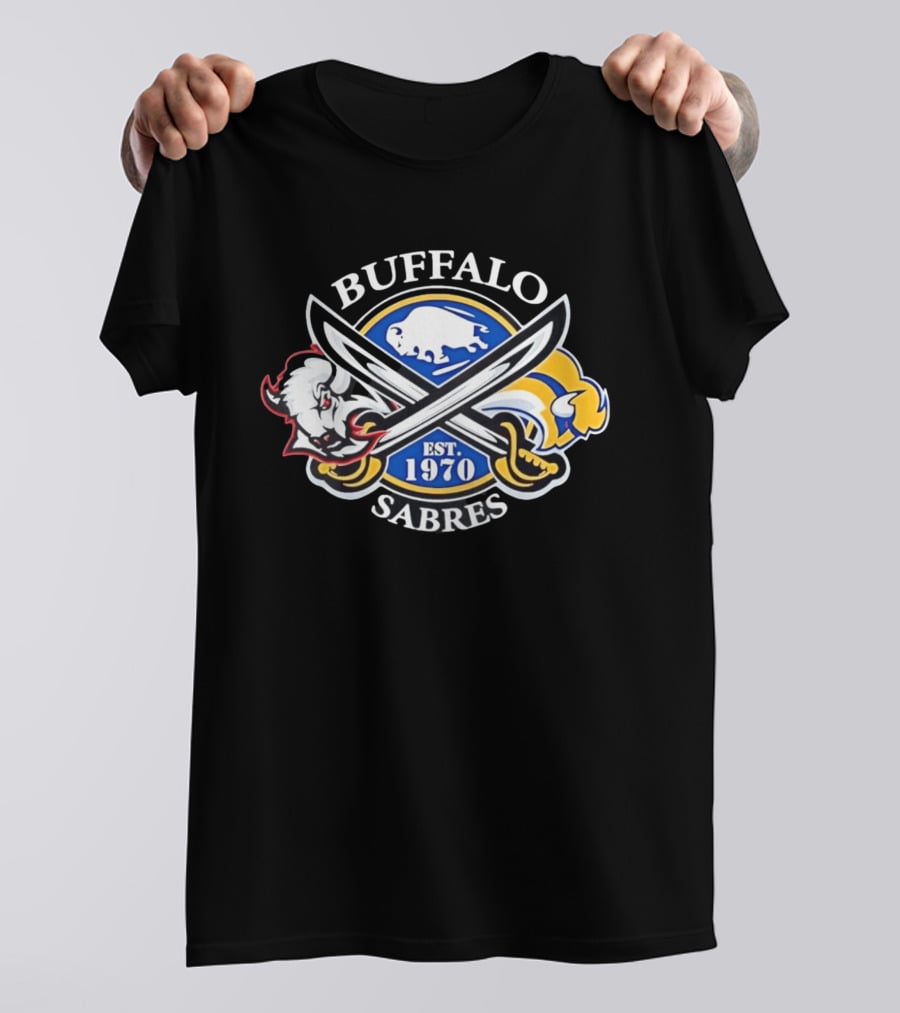 Buffalo Sabres Est 1970 Crossed Sabers Logo With Buffalo And Sabre T-Shirt