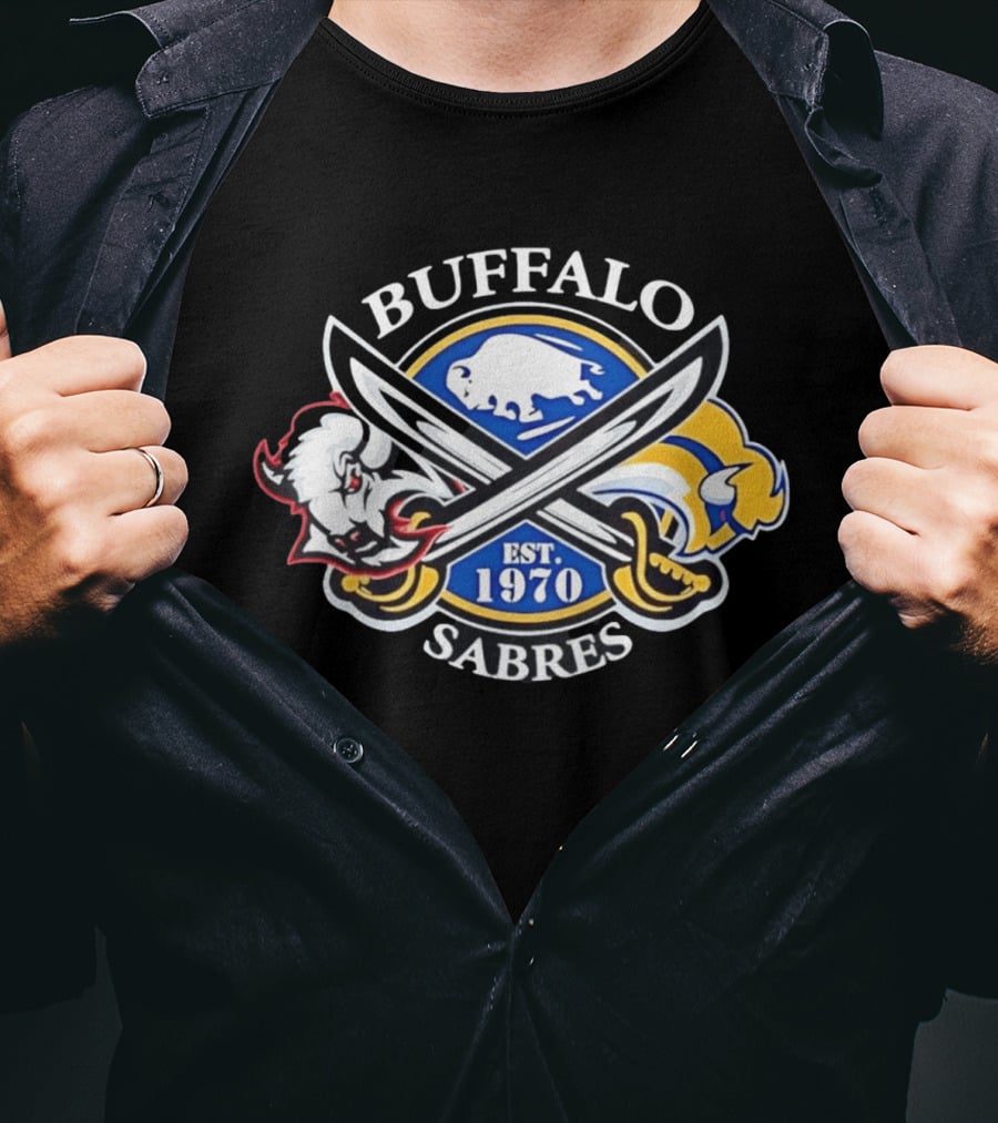 Buffalo Sabres Est 1970 Crossed Sabers Logo With Buffalo And Sabre T-Shirt
