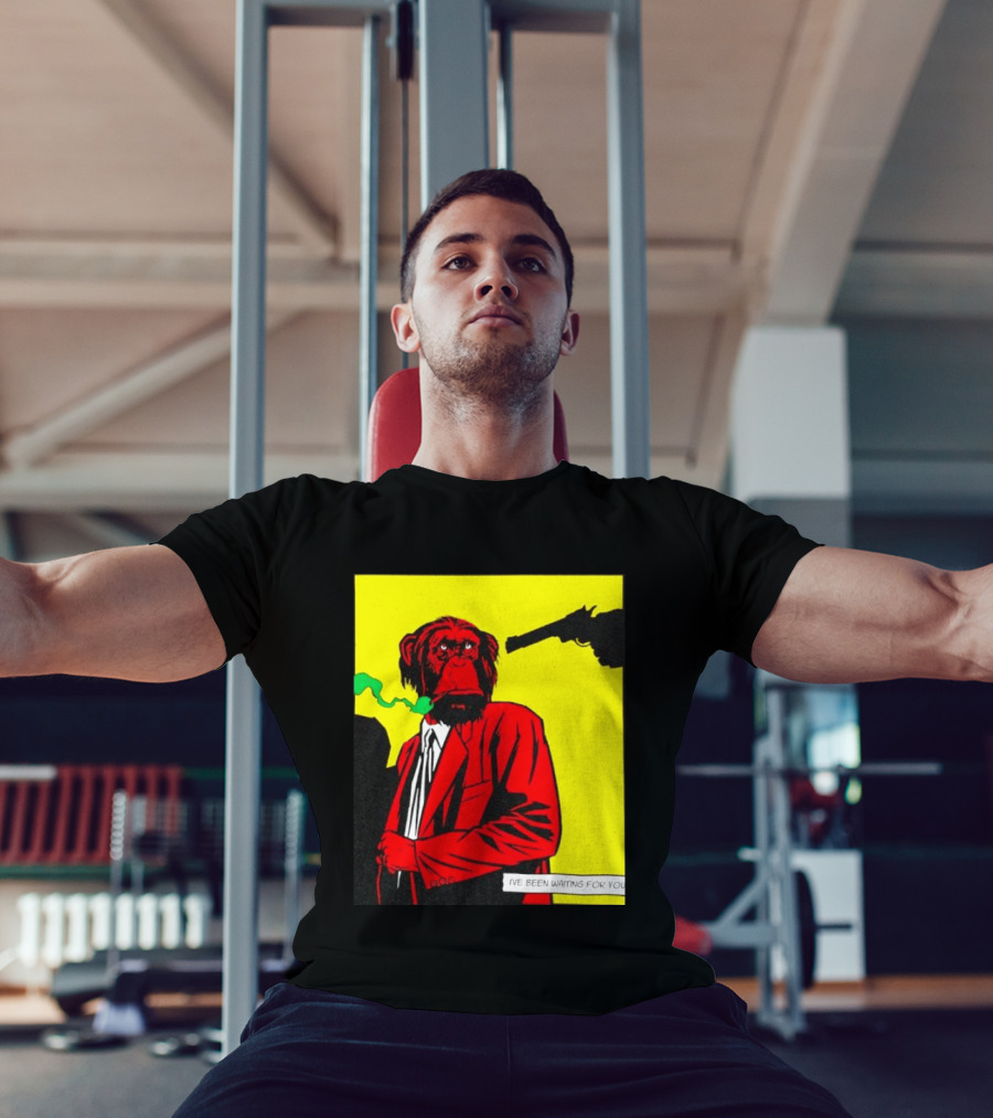 Chimpanzee Hitman Smoking Scene I've Been Waiting For You T-Shirt
