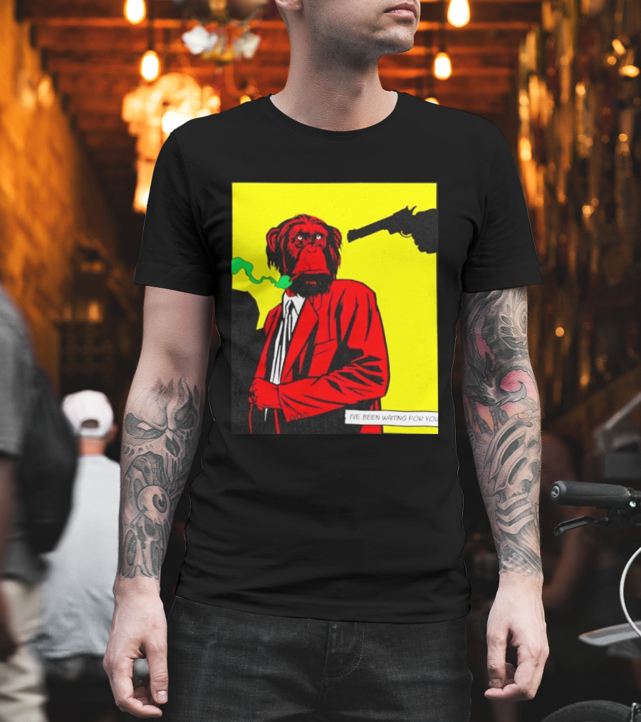 Chimpanzee Hitman Smoking Scene I've Been Waiting For You T-Shirt
