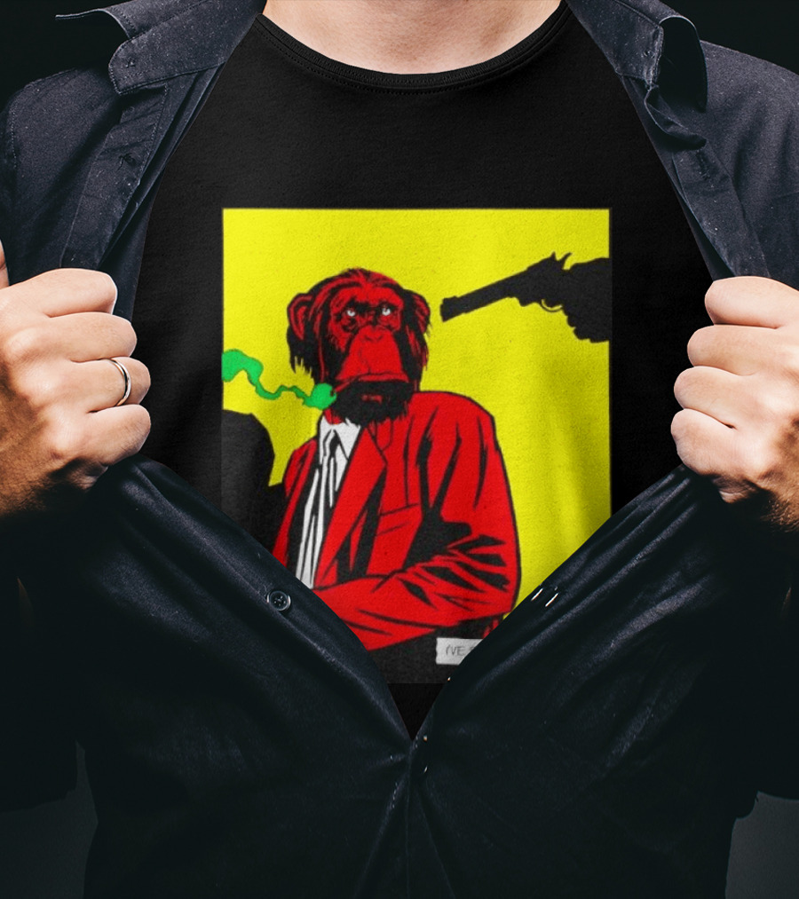 Chimpanzee Hitman Smoking Scene I've Been Waiting For You T-Shirt