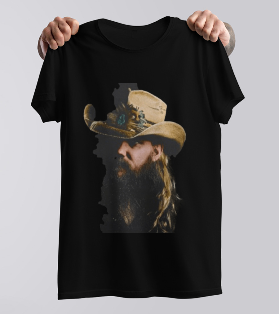 Chris Stapleton Cowboy Hat Portrait Country Music T-Shirt