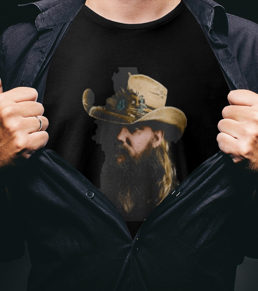 Chris Stapleton Cowboy Hat Portrait Country Music T-Shirt