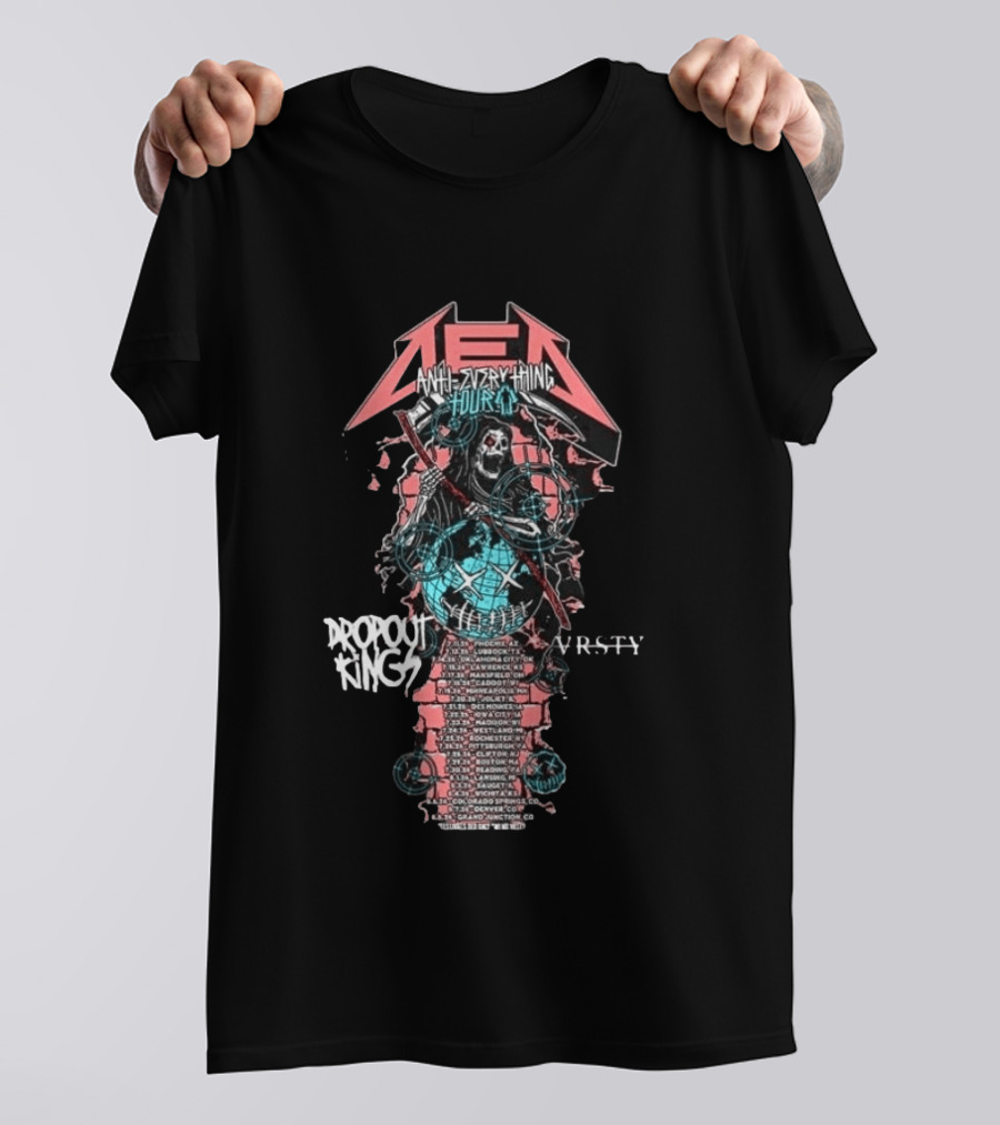 DED Anti Everything Tour 2026 US Cities List With Dropout Kings VRSY July August Phoenix To Grand Junction T-Shirt