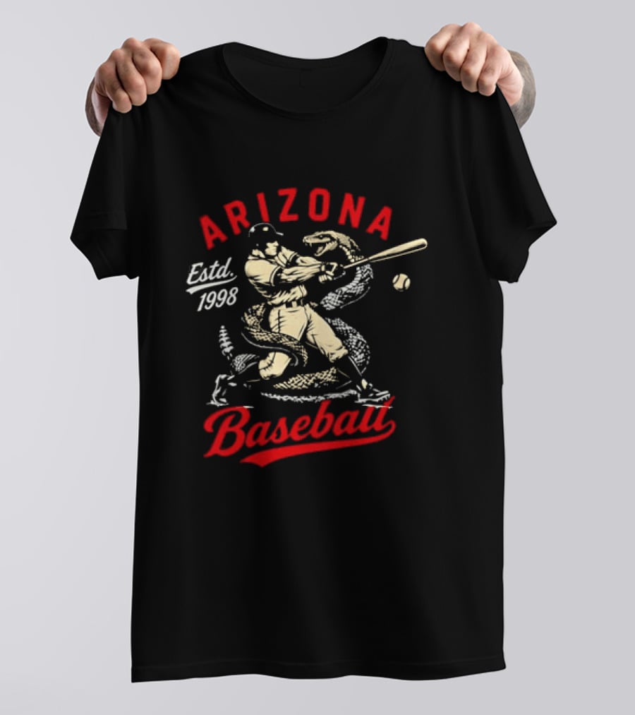 Estd 1998 Arizona Baseball Batting Player With Snake T-Shirt