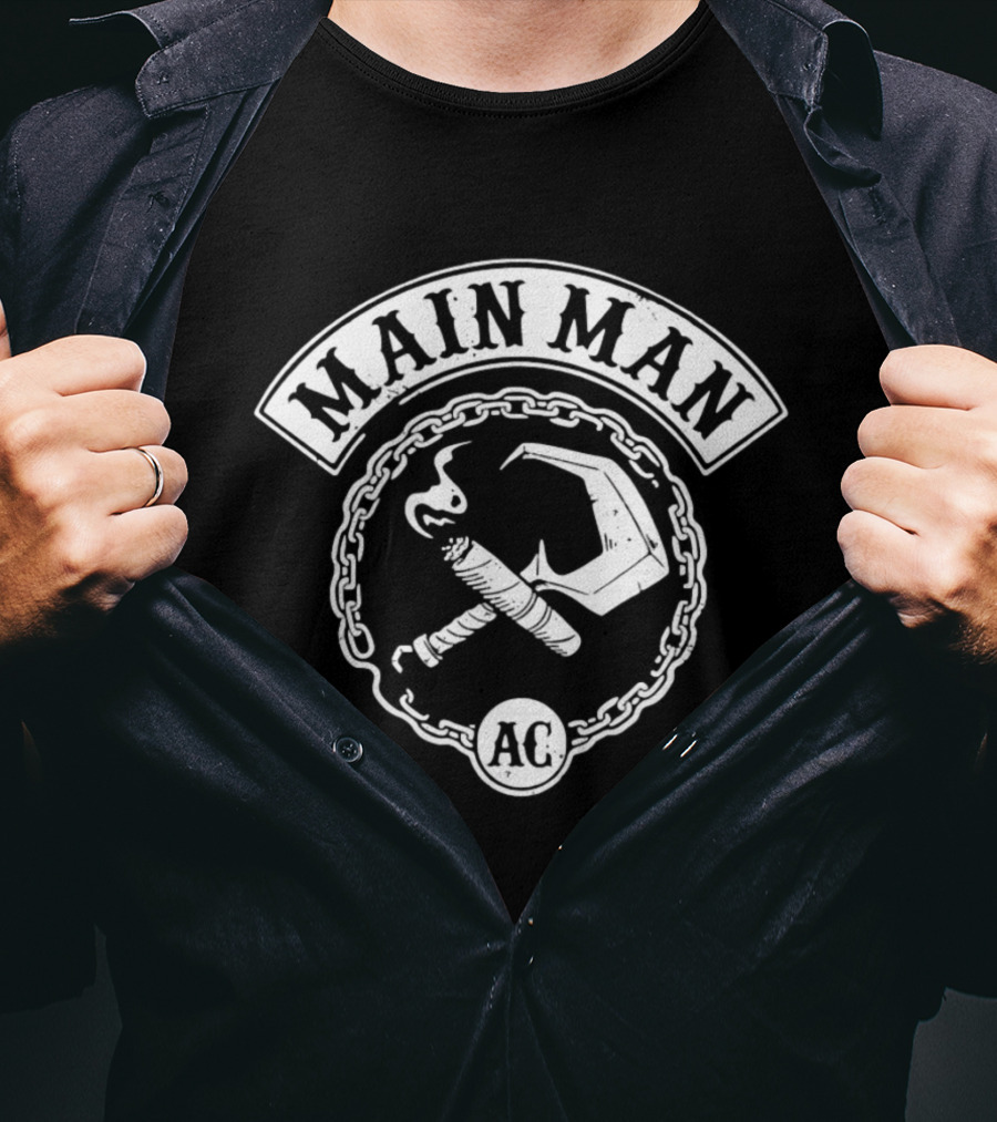 Main Man AC Hammer Chain Iconic Smoking Cigar And Tool Motif T-Shirt
