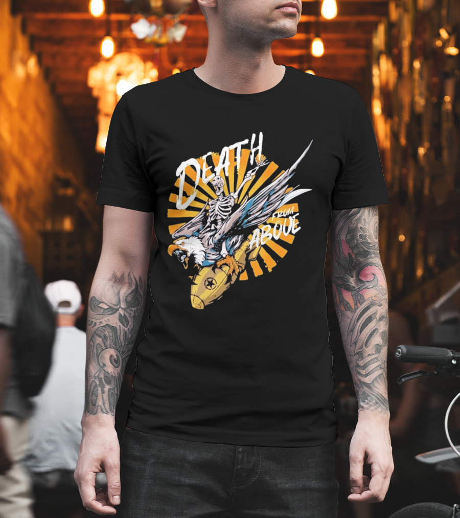 Skeleton Eagle Riding Bomb Death From Above T-Shirt