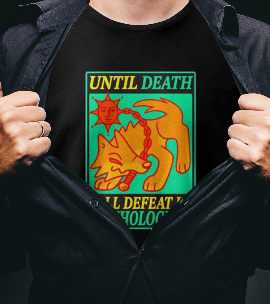 Until Death All Defeat Is Psychological Wolf And Sun Motif T-Shirt