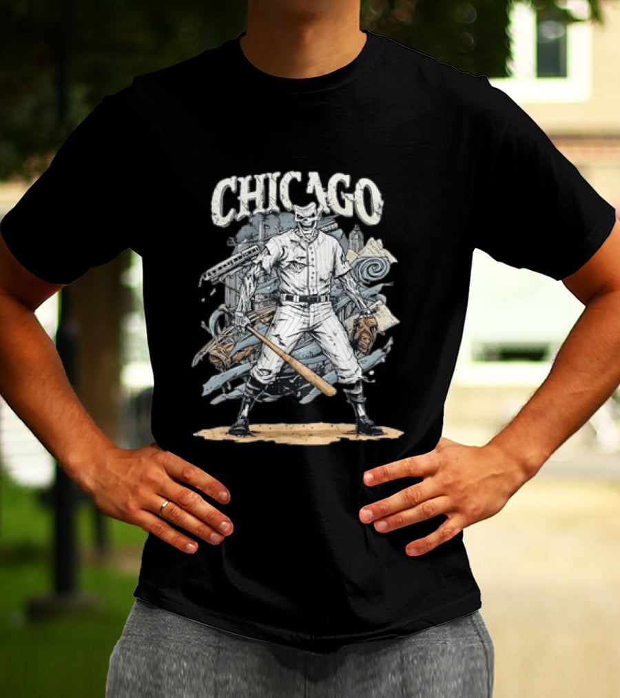 Chicago Zombie Baseball Player With Bat And Glove T-Shirt