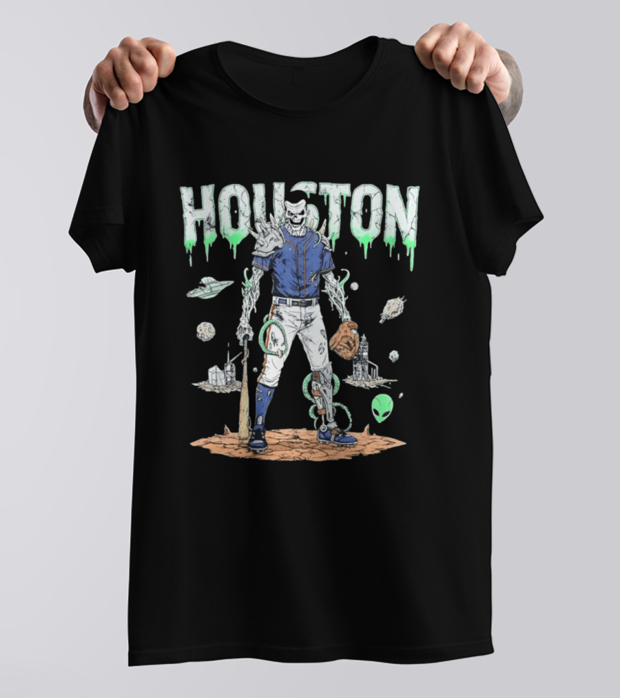 Houston Astros Space Zombie Baseball Player Alien T-Shirt