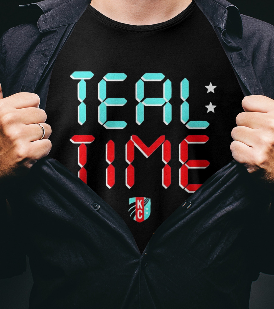 Teal Time KC Current Stars Digital Display Football Team T-Shirt