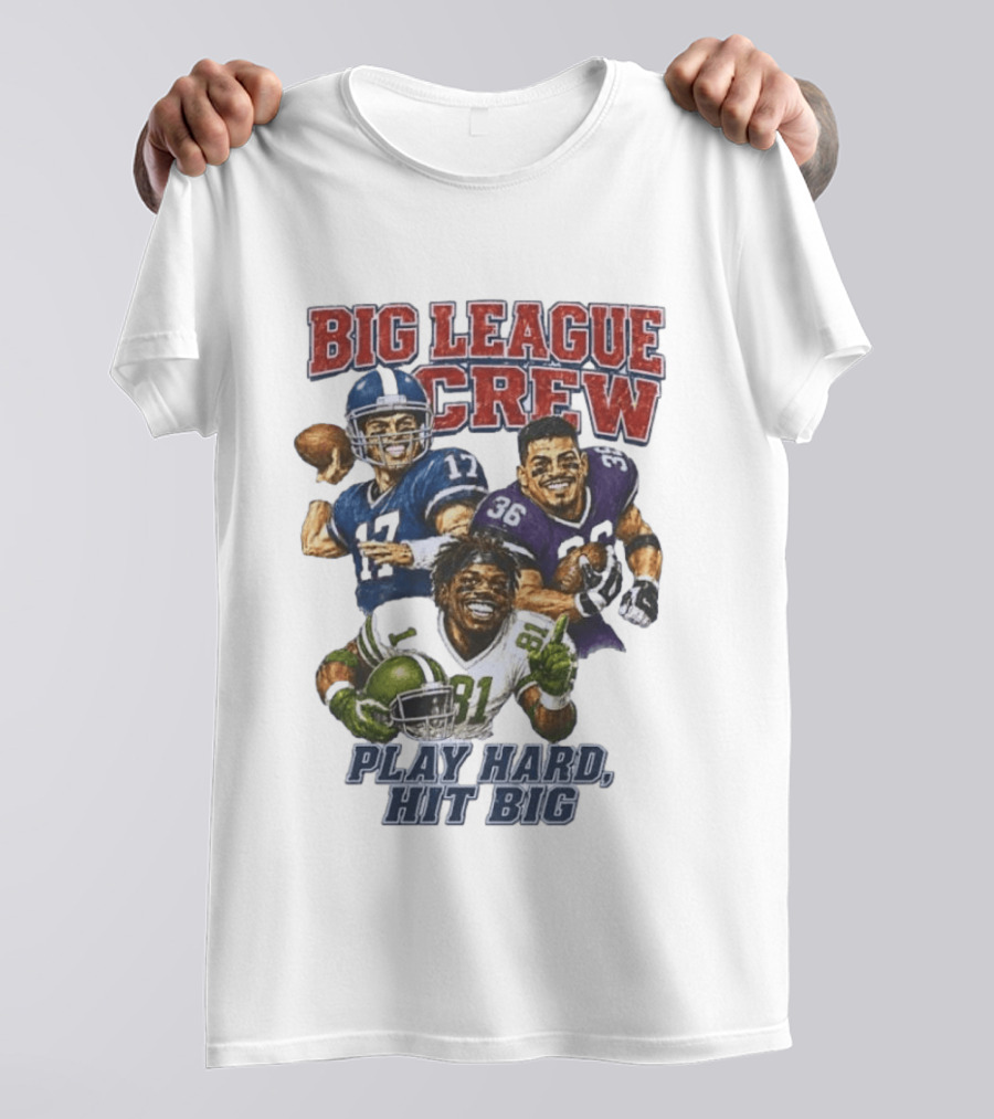 Big League Crew #17 Rocket #36 Bruiser #81 Flash Play Hard Hit Big Football Players T-Shirt