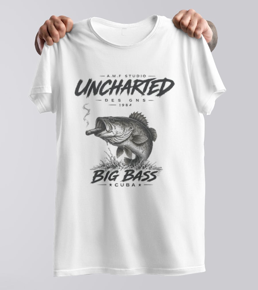 A.M.P Studio Uncharted 1994 Big Bass Cuba Smoking Fish T-Shirt