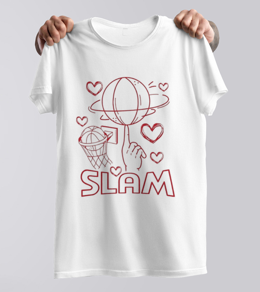 Slam Dunk Basketball With Hearts And Hoop T-Shirt