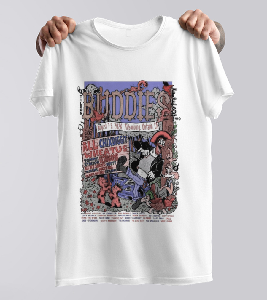 Buddies Fest Aug 7 9 2026 The Mill Inn + Eatery Tillsonburg ON Featuring Chixdiggit All Wheatus Live Music Event T-Shirt