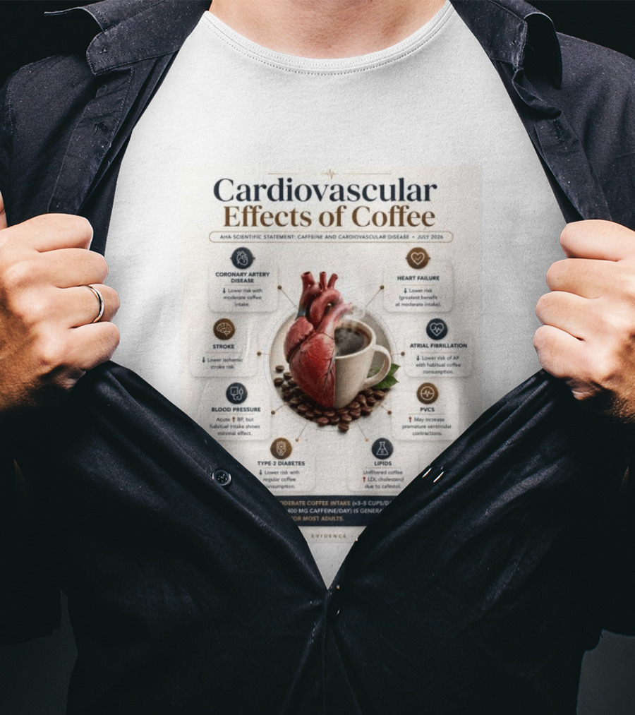 Cardiovascular Effects Of Coffee AHA Scientific Statement Caffeine Heart Health July 2026 T-Shirt