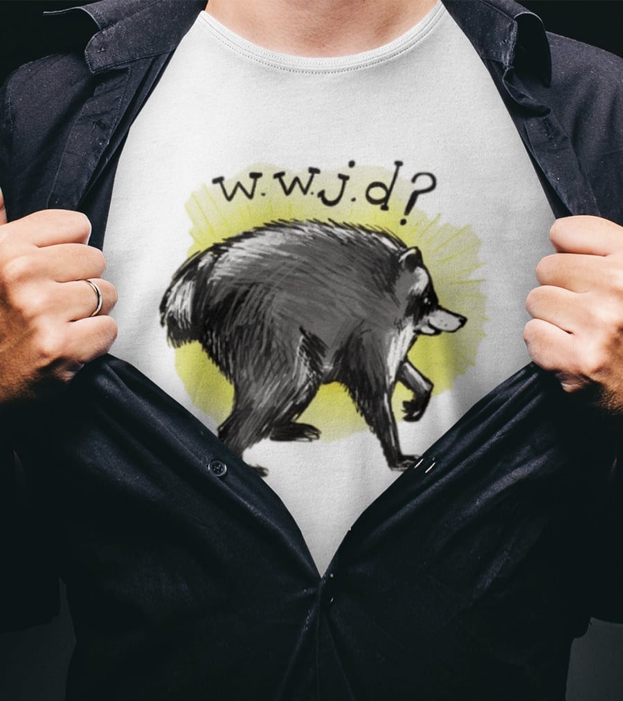Jimothy Raccoon Seattle 2026 WWJD What Would Jimmy Do Hand Drawn T-Shirt