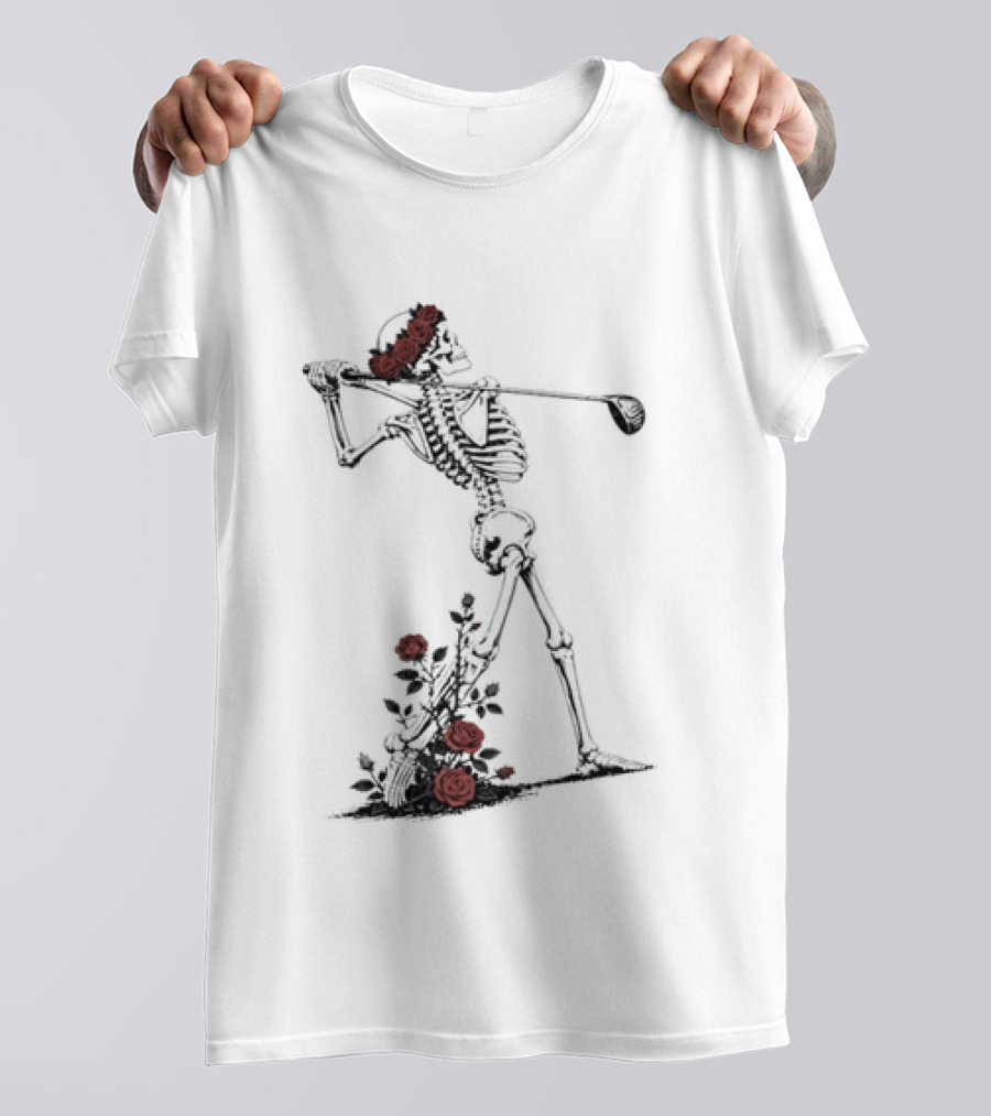 Grateful Dead Skeleton Golfer With Roses And Golf Club T-Shirt