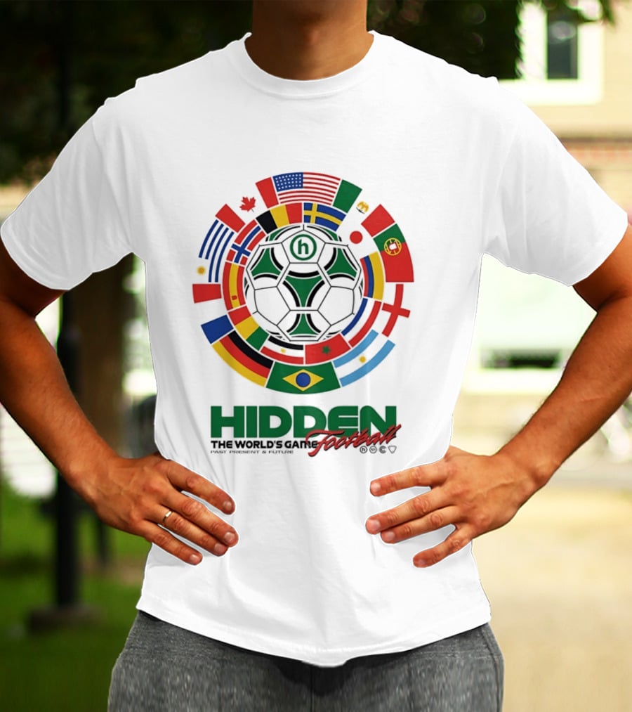 Hidden The World's Game Football Multinational Flags Circle Soccer Ball T-Shirt