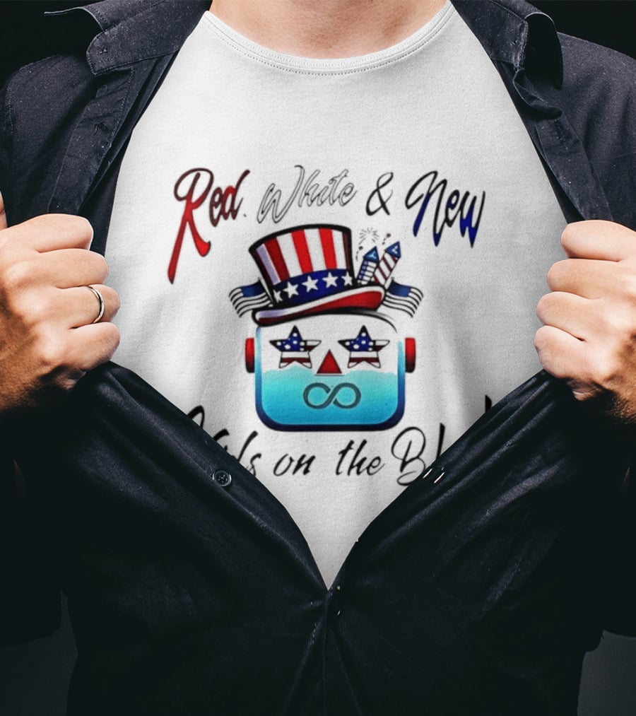 Red White And New Kids On The Block Patriotic Robot Fourth Of July T-Shirt