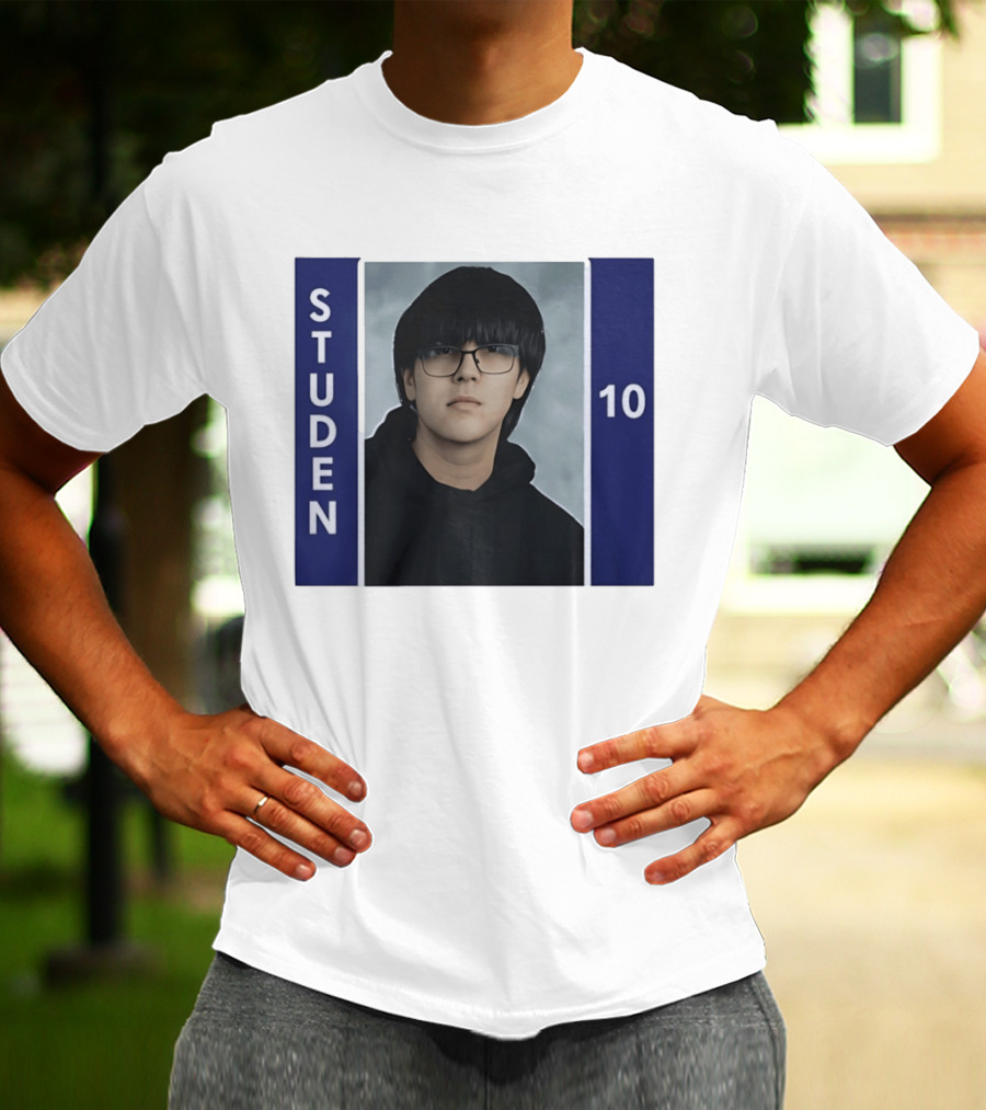 STUDEN 10 Blue And White Framed T-Shirt